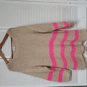 Lascana Pullover Oversize Knit Pink Stripe Sweater Size L